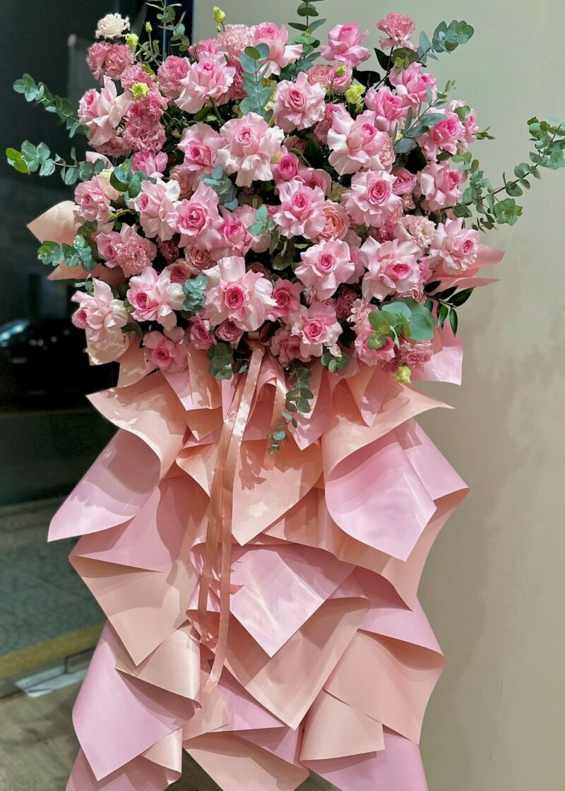 Hoa Khai Trương Tone Hồng 1 tầng
